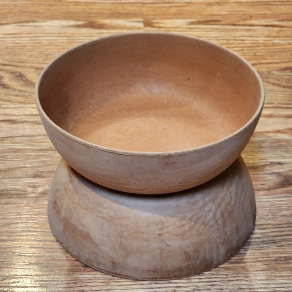 2 Vintage Ellingers Agatized Wooden Bowls